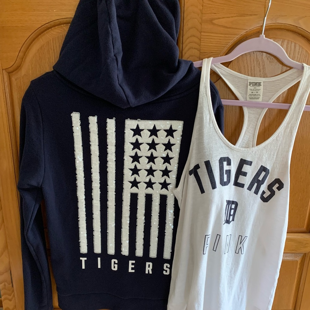 VS "PINK" DETROIT TIGERS BLING ZIP HOODIE AND TANK